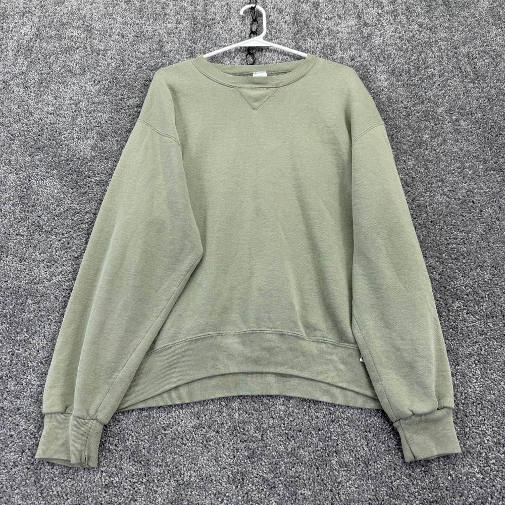 Vtg Russell Athletic Sweatshirt Mens Large Green Fleece Pullover Crew Neck Solid